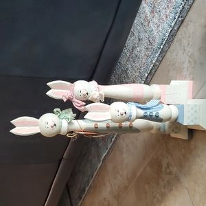 🔴final sale … Wooden Easter Bunny Family Standing Decor